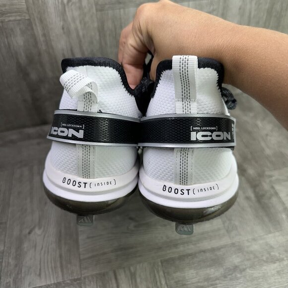 Adidas Icon 7 Boost Men's size 15 Black and White Metal Baseball Cleats - Picture 6 of 8